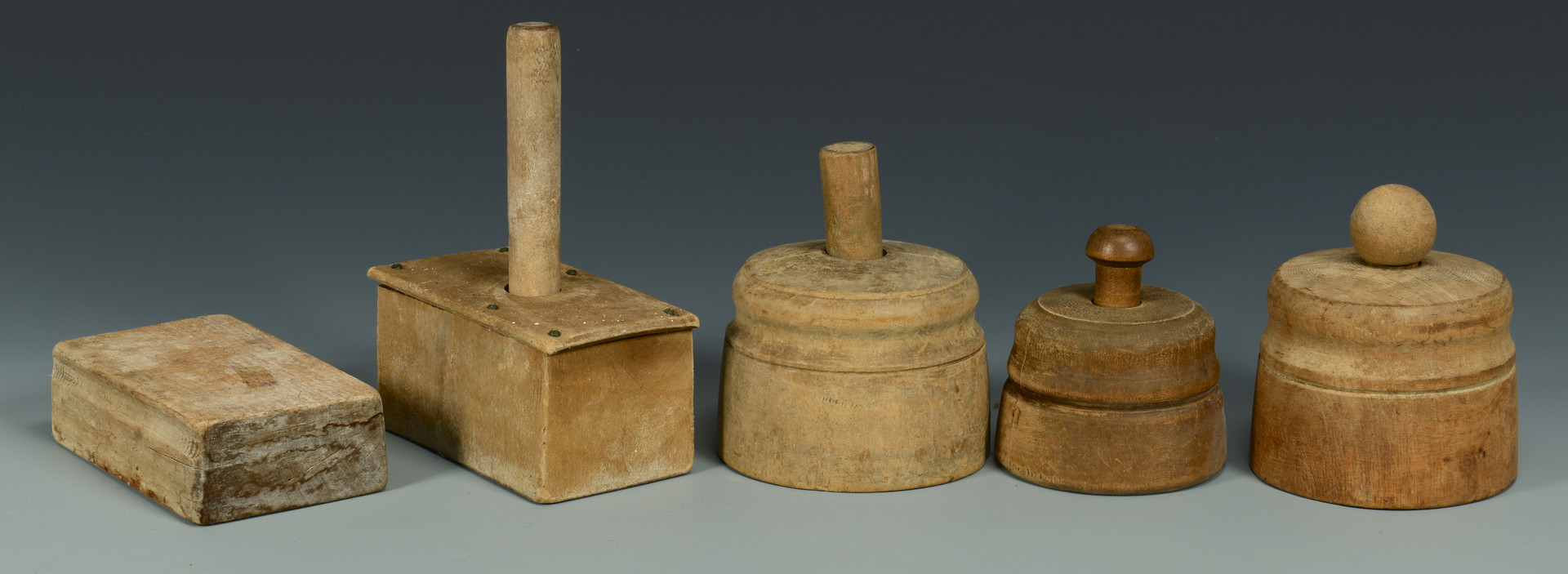 Lot 354: 19th C. Butter Molds and Flasks