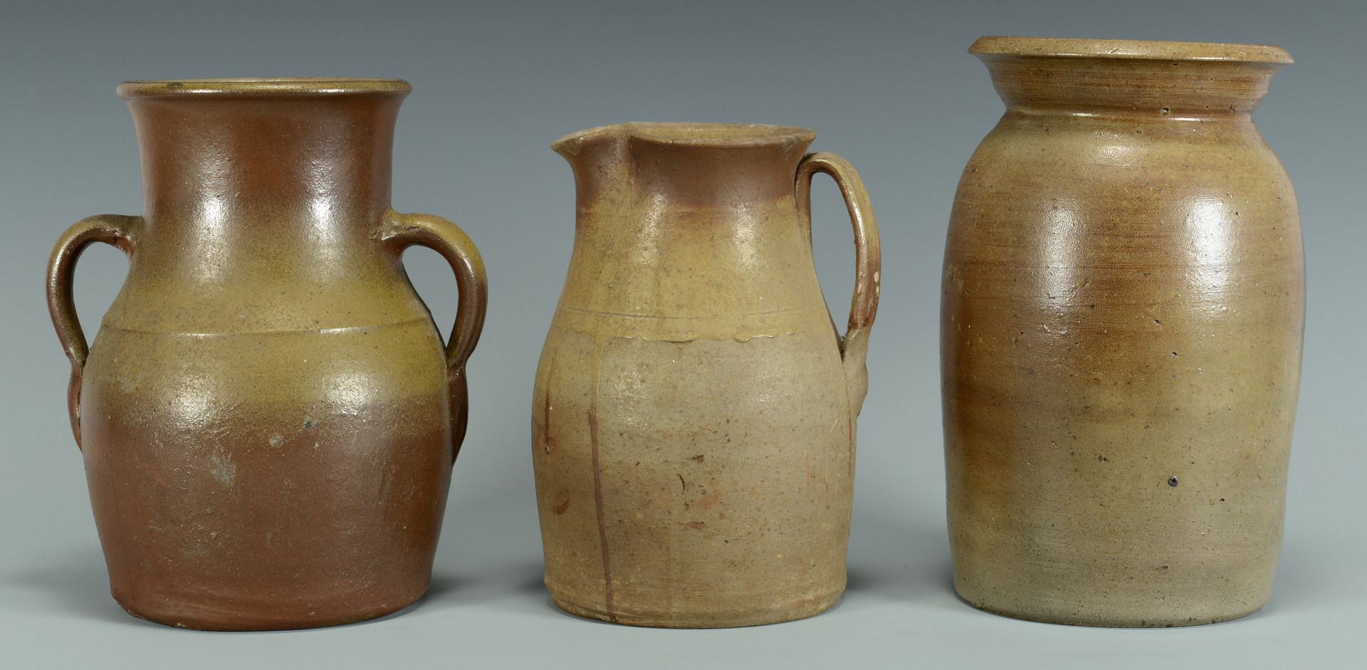 Lot 361: 3 Middle TN Stoneware Pottery Jars