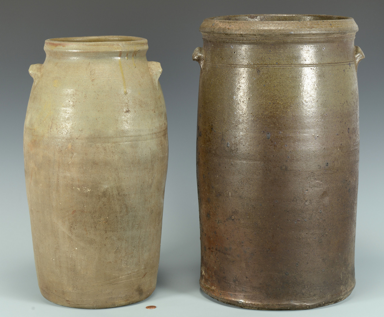 Lot 362: 2 Middle TN Stoneware Jars, attrib. Lafever