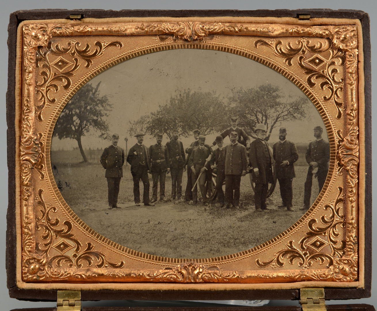 Lot 373: Half-plate tintype with cannon