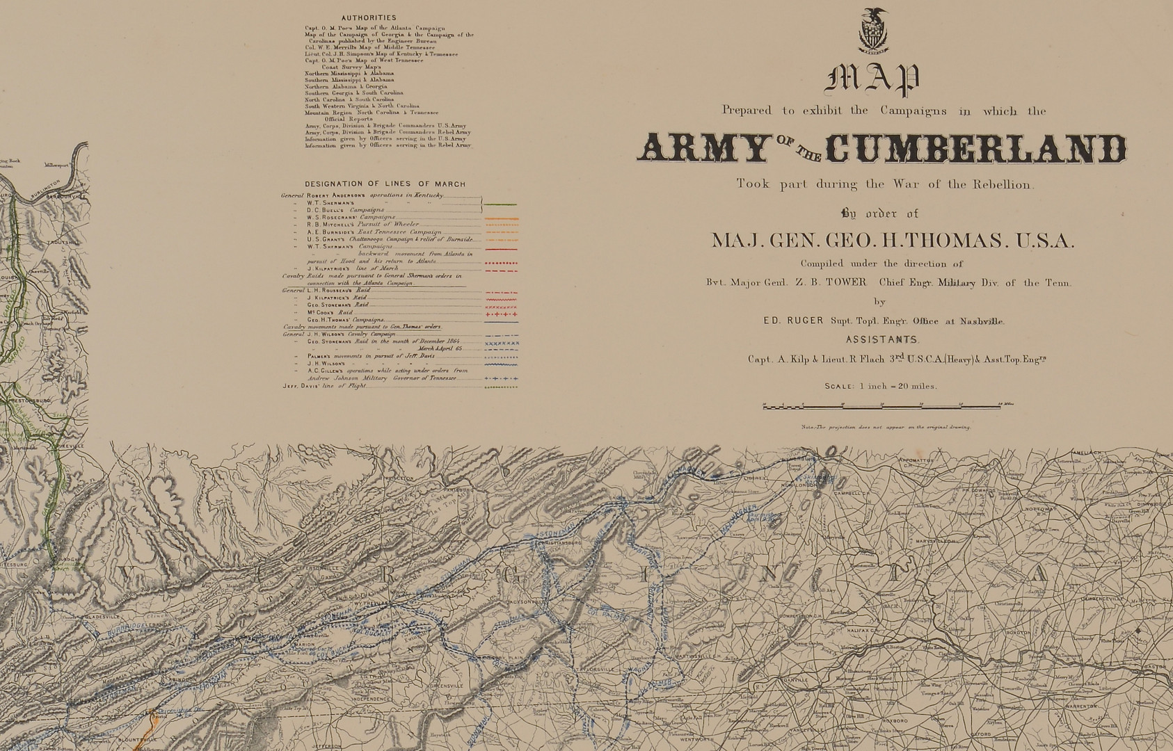 Lot 381: Ruger Map, Army of Cumberland and Command of Sherm