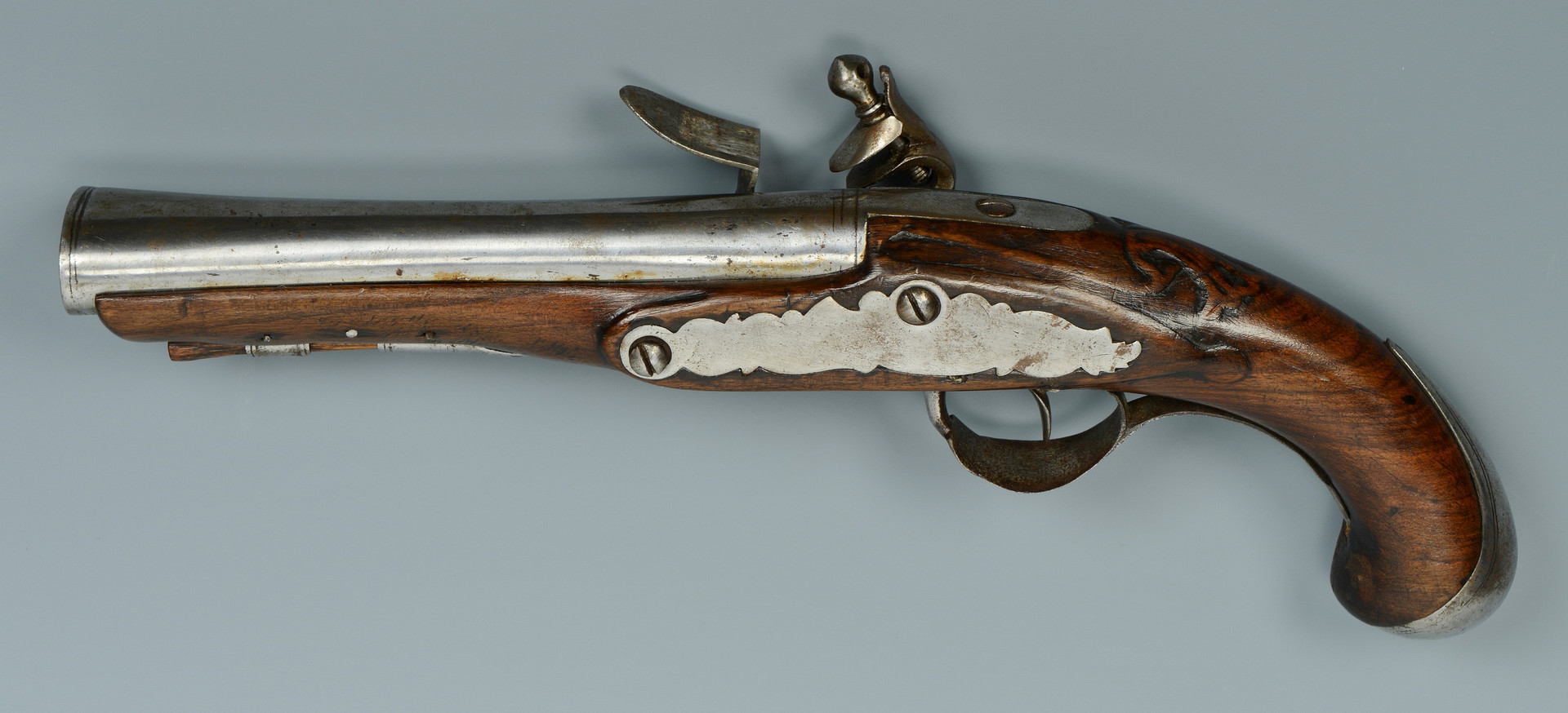 Lot 399: Flintlock Pistol with oval bore