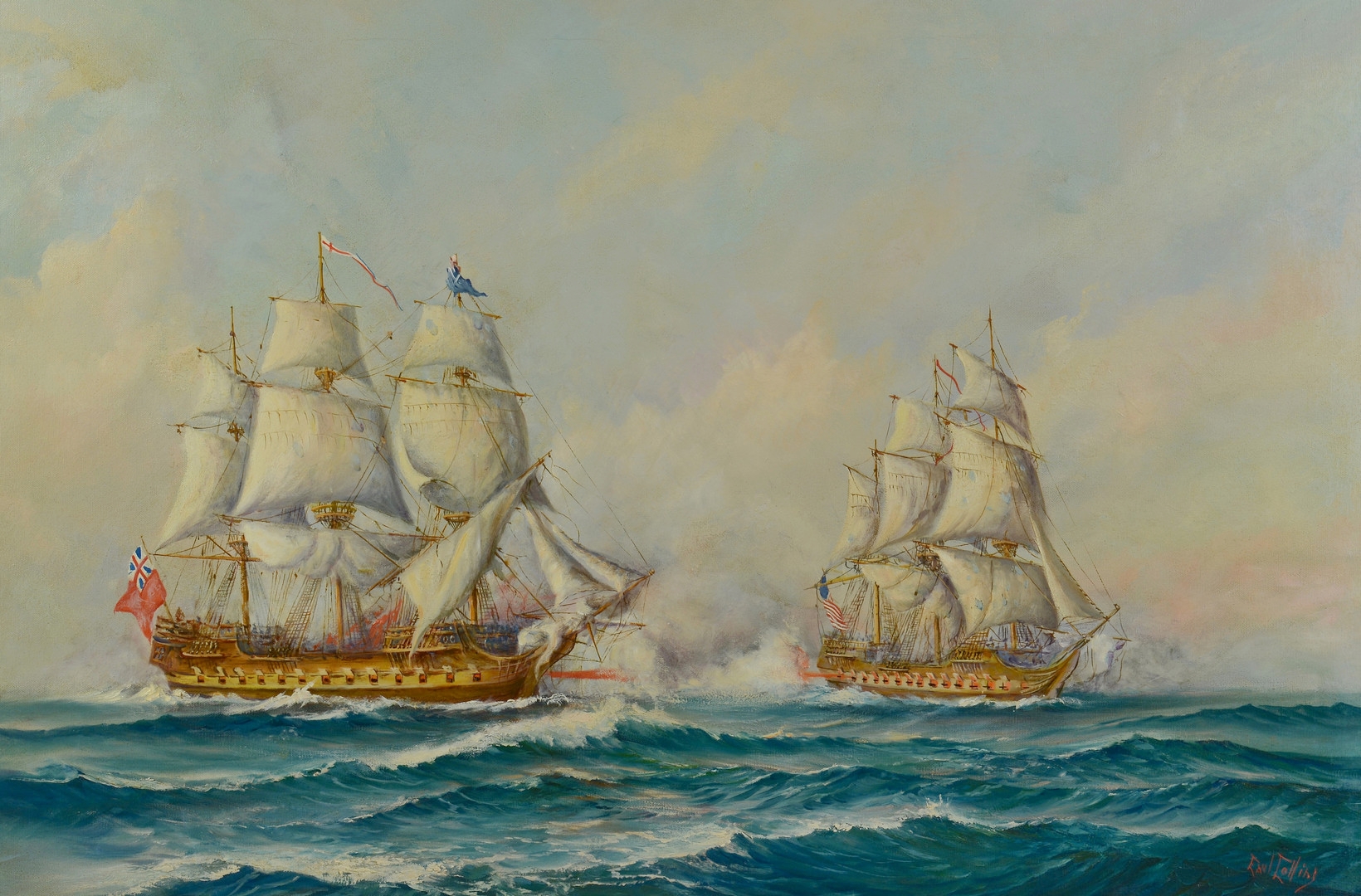 Lot 418: Earl Collins Marine Battle Painting