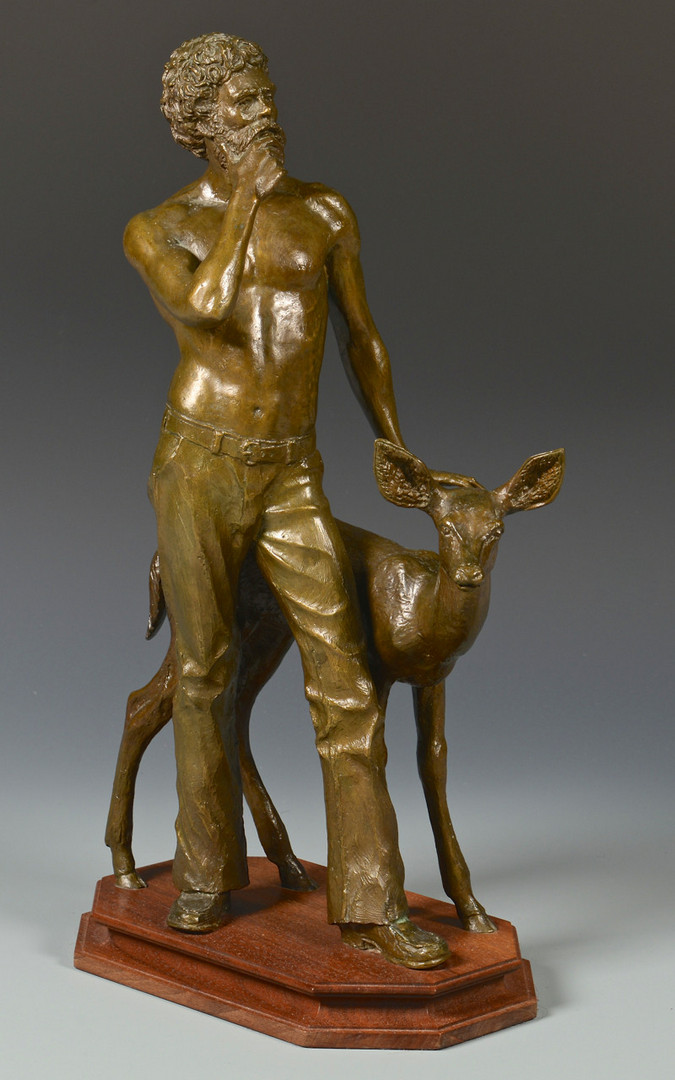 Lot 428: Charles Parks Bronze, Man with Deer