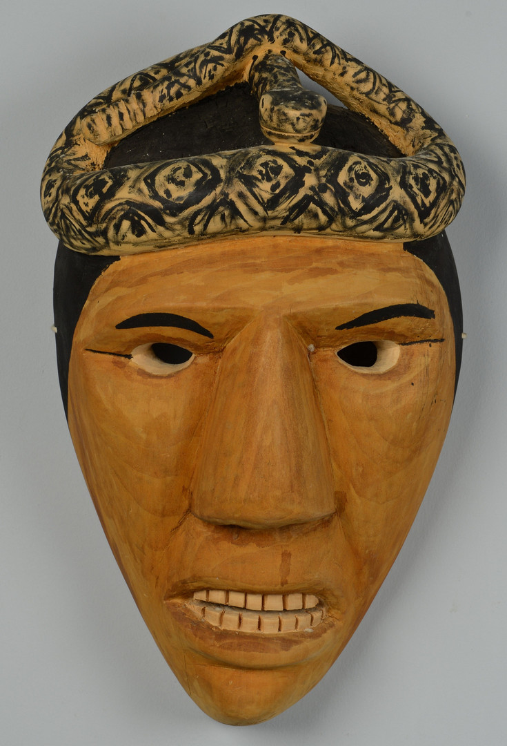 Lot 443: 4 Cherokee Carved Masks, incl. Allen Long