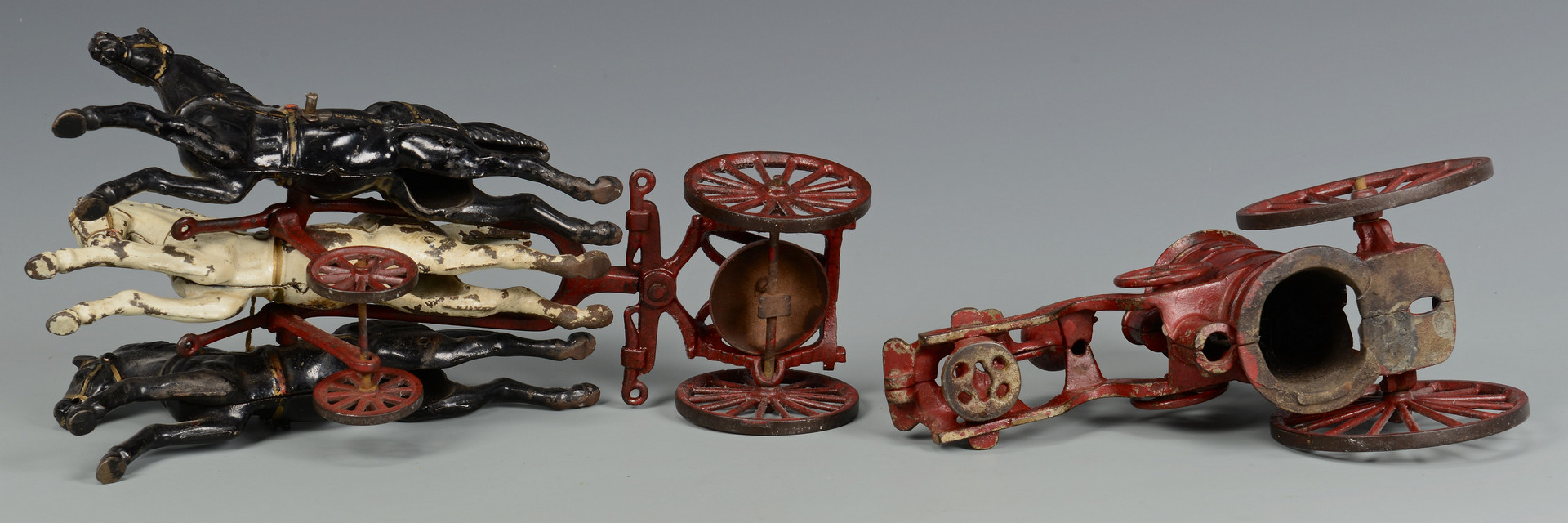 Lot 454: 2 Cast Iron Fire Toys: Wagon & Pumper