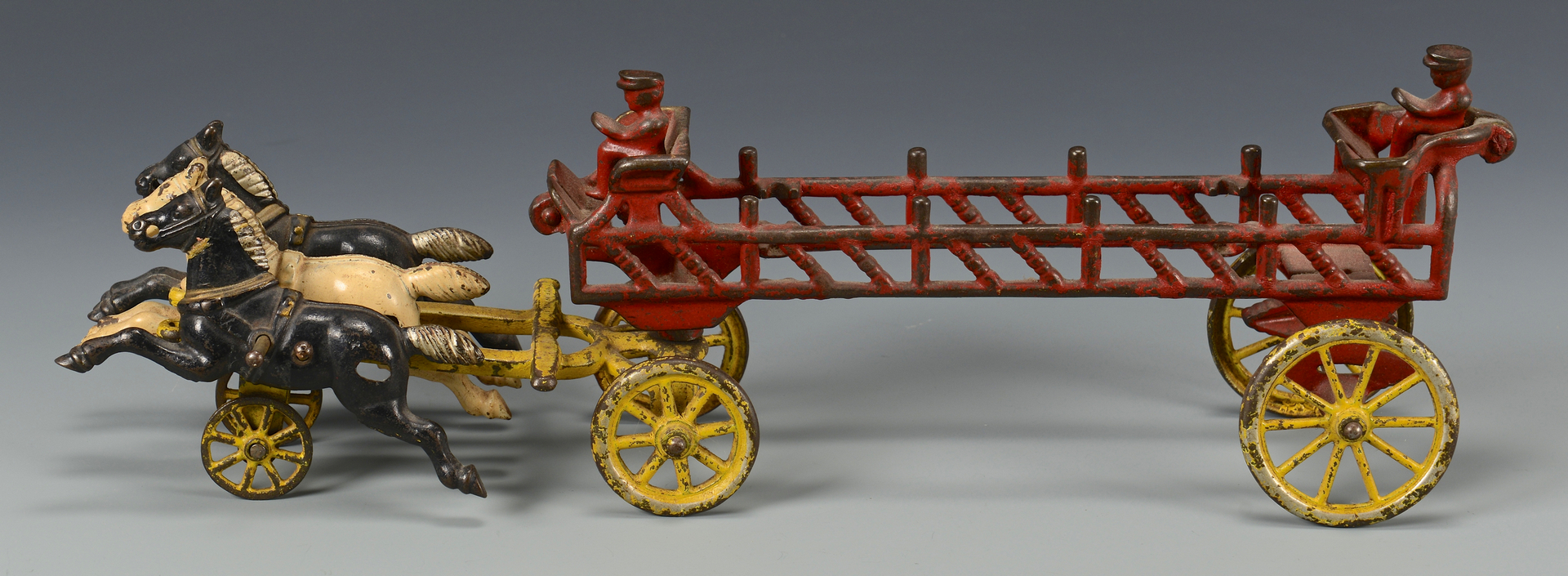 Lot 457: Cast Iron & Sheet Tin Fire Engine Wagons & Other