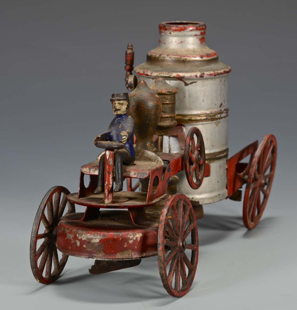 Lot 457: Cast Iron & Sheet Tin Fire Engine Wagons & Other