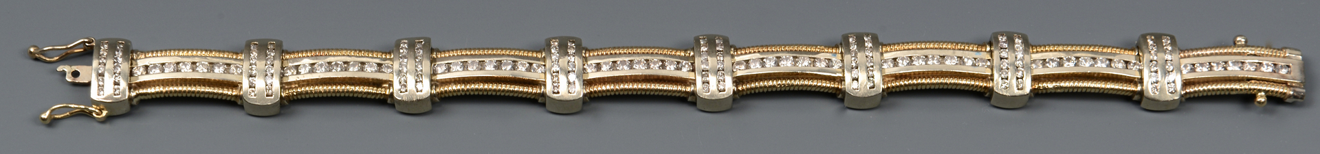 Lot 49: 14k Diamond Link Bracelet, 8" L