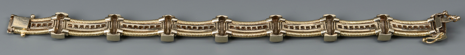 Lot 49: 14k Diamond Link Bracelet, 8" L
