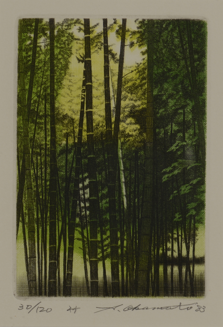 Lot 513: Shogo Okamoto Colored Etchings & Woodblock, 4 item