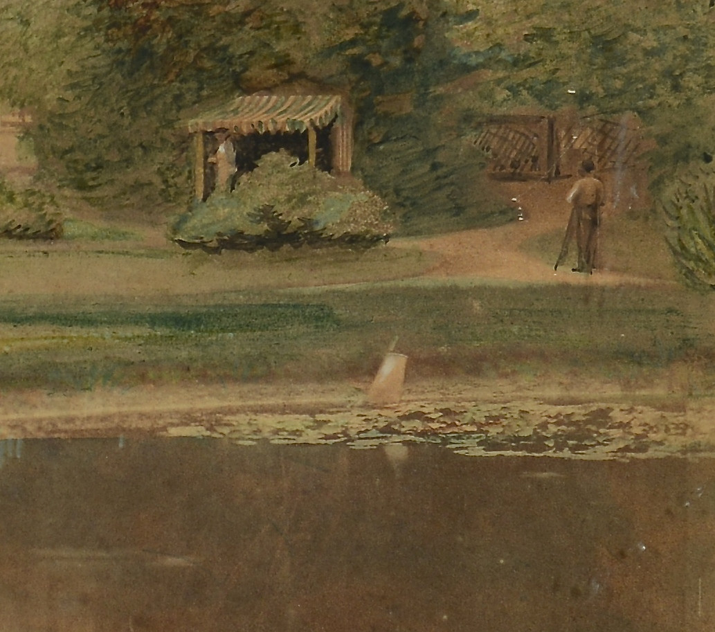Lot 539: Watercolor Mansion Scene