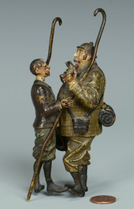 Lot 546: Cold Painted Bronze Figural Group, 2 men