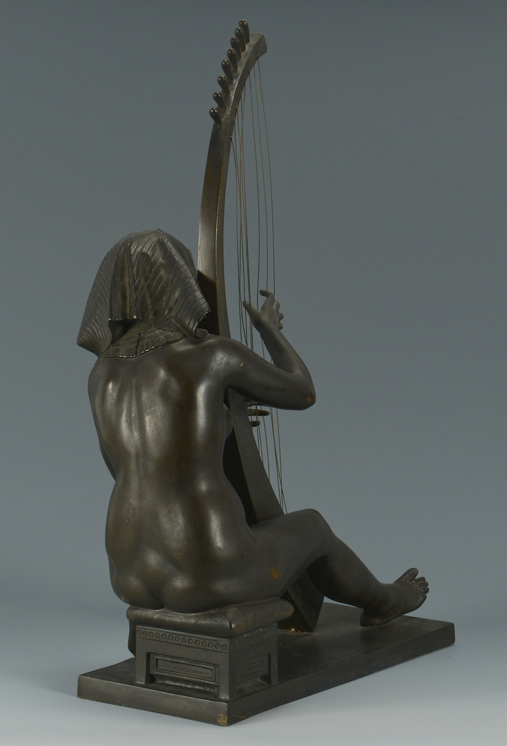 Lot 553: Bronze Nude w/ Egyptian Harp