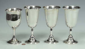 Lot 609: 4 Sterling Silver Goblets