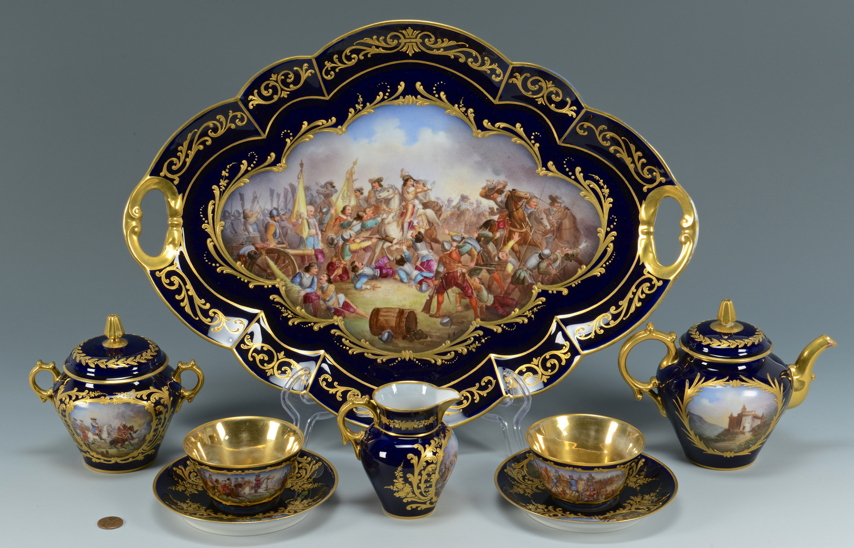 Lot 61: French Bataille Tea Service w/Tray