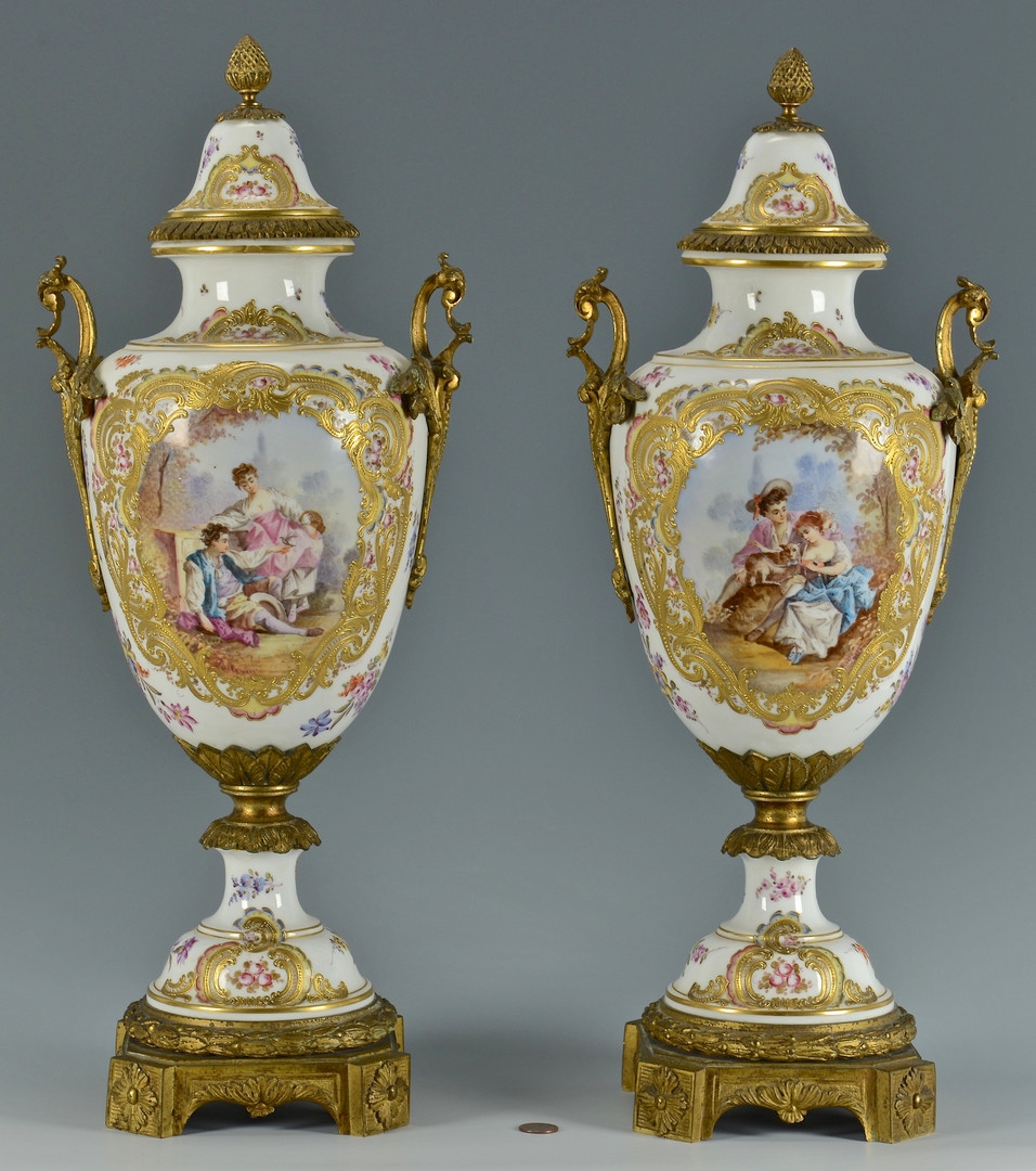 Lot 62: Pair Lg French Porcelain Urns