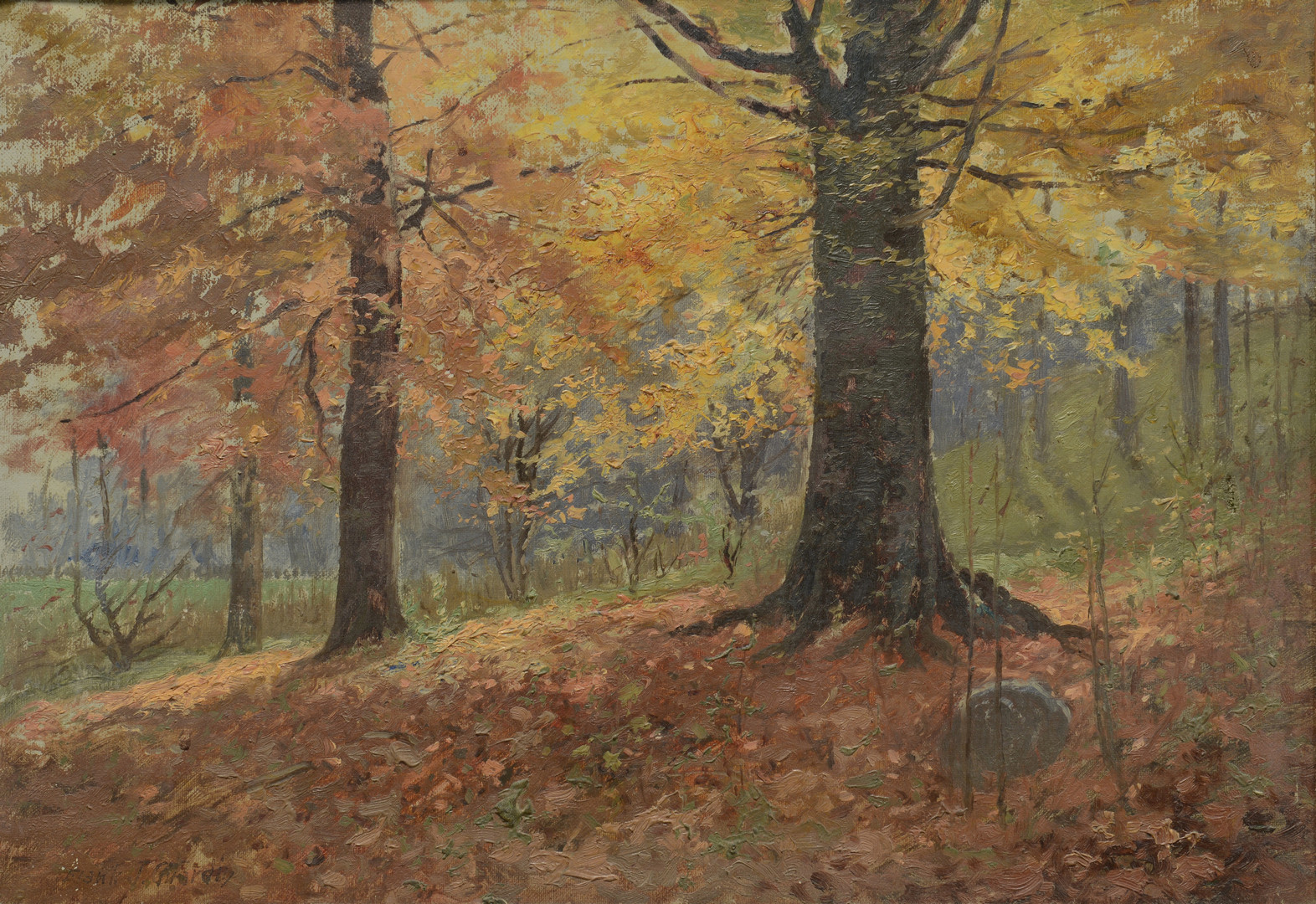 Lot 656: FJ Girardin, oil on canvas landscape
