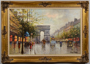 Lot 663: Large Paris Scene, signed Antoine Blanchard