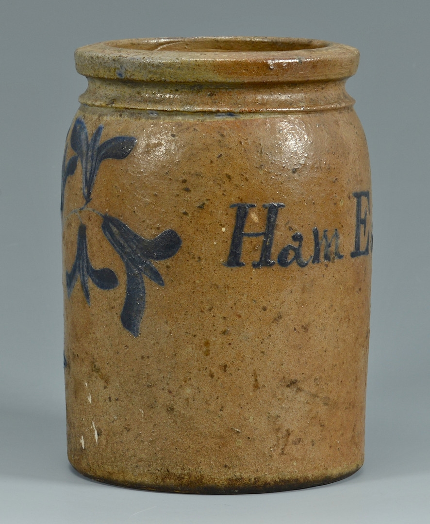Lot 692: Cobalt Stenciled Jar, Ham Easter