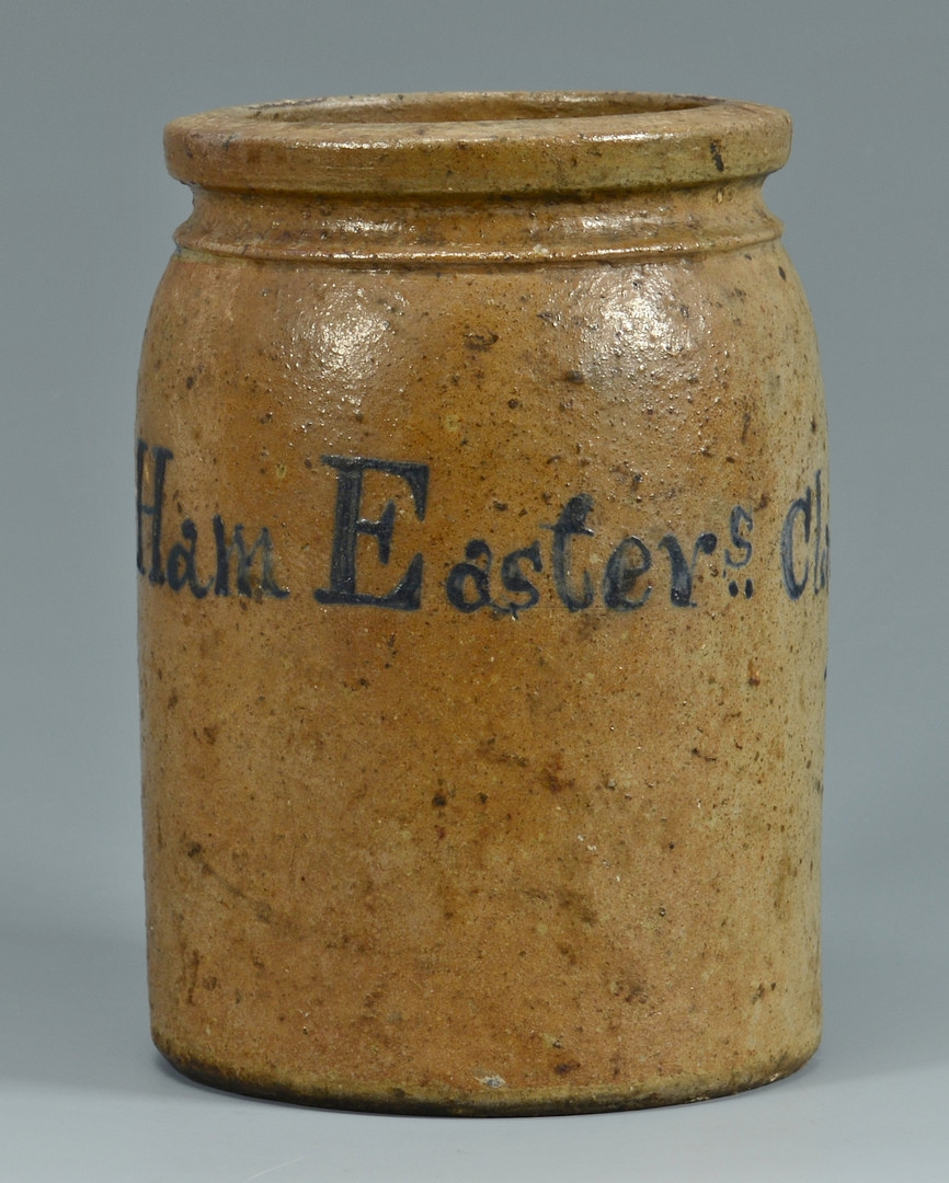 Lot 692: Cobalt Stenciled Jar, Ham Easter