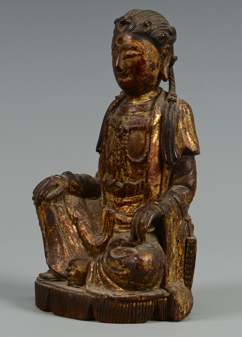Lot 6: Polychrome Carved Seated Buddha
