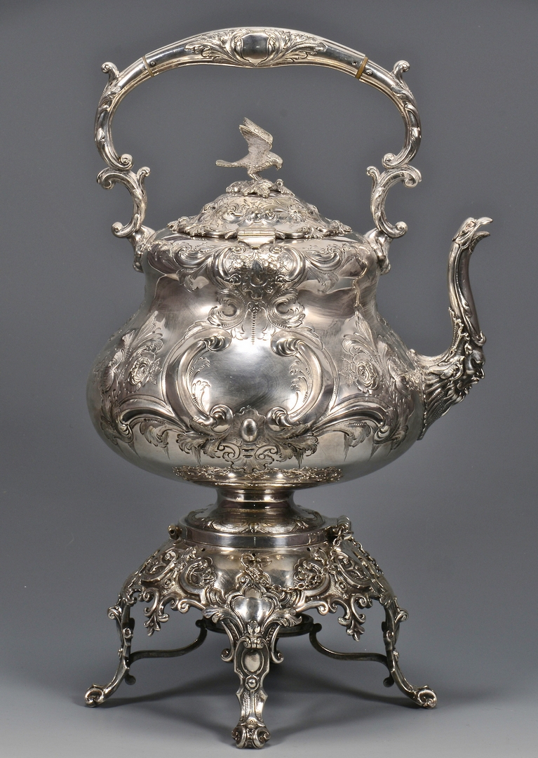 Lot 781: Victorian Kettle on Stand, Silverplated