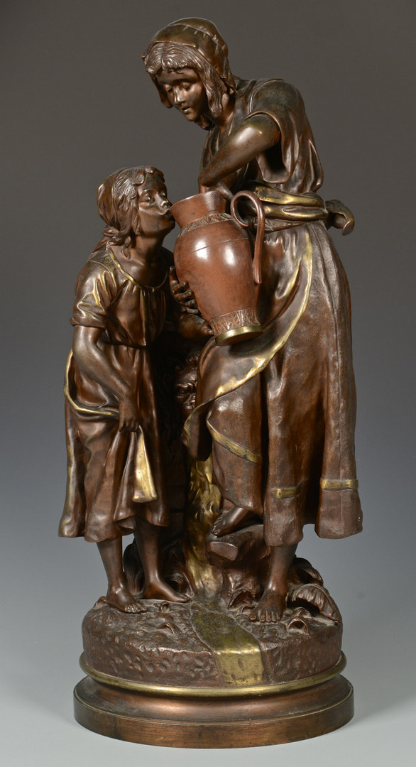 Lot 79: Emile Carlier Bronze, Woman & Girl at Well