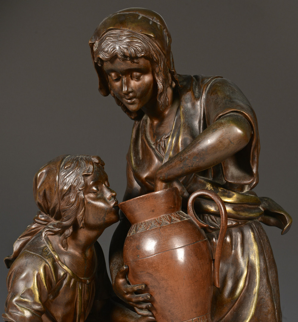 Lot 79: Emile Carlier Bronze, Woman & Girl at Well