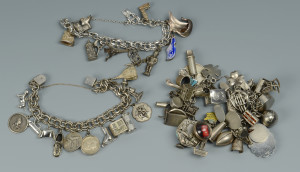 Lot 802: 3 Sterling Charm Bracelets