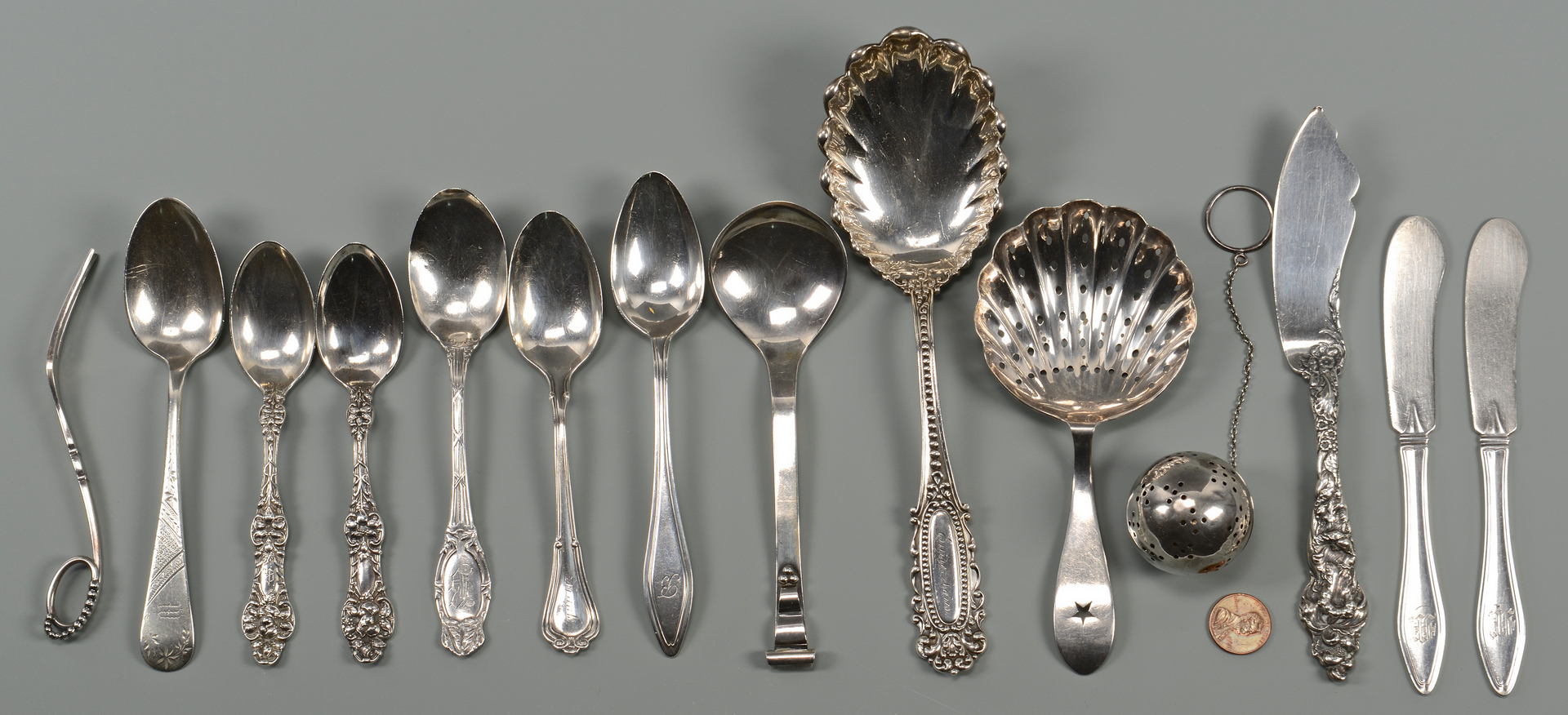 Lot 840: Group of Sterling Flatware Items, 14 pcs.