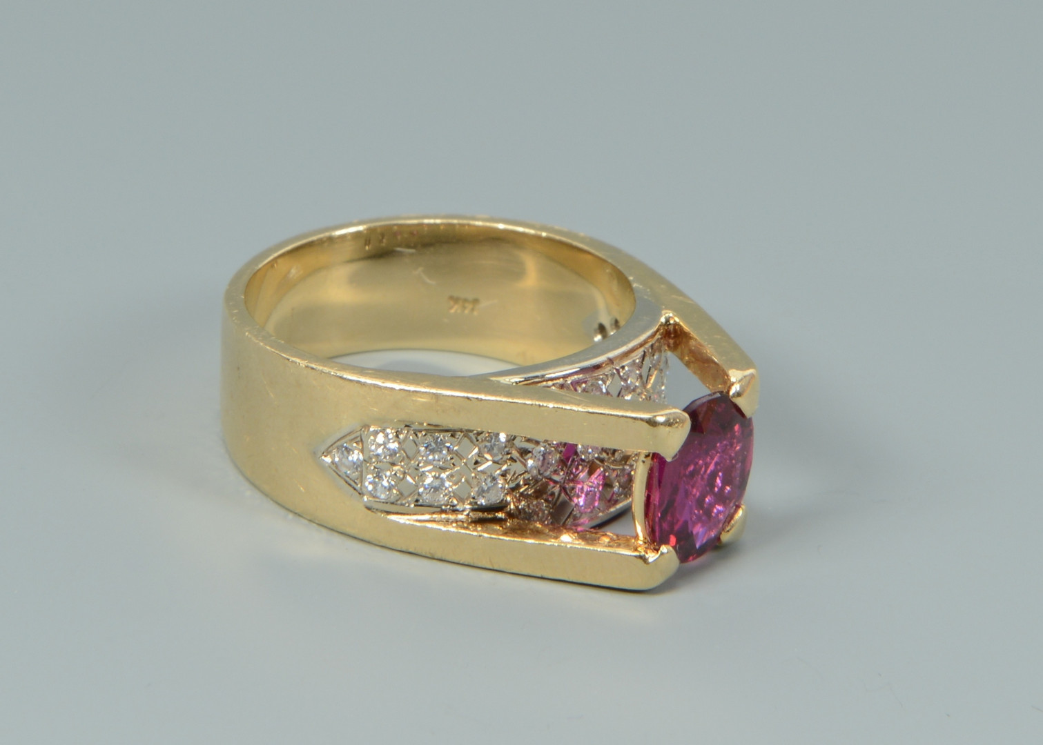 Lot 105: 14k Ruby Diamond Fashion Ring