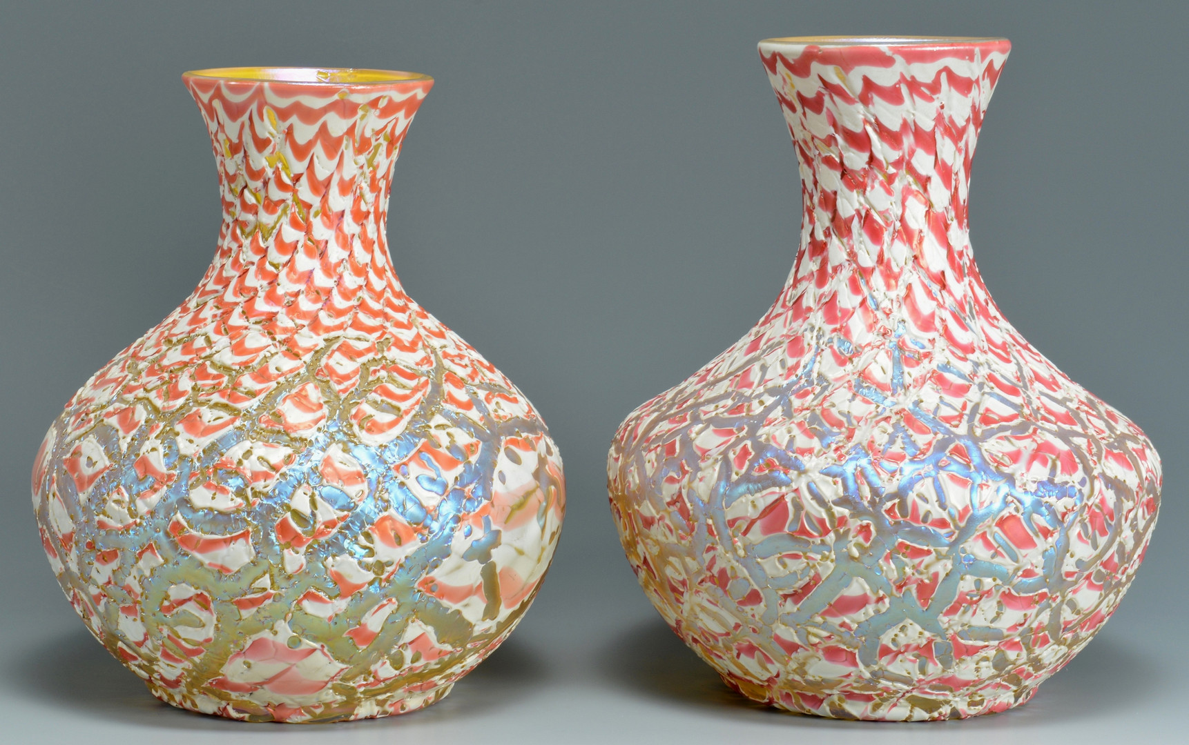 Lot 114: Durand Moorish Crackle Vases, Pr