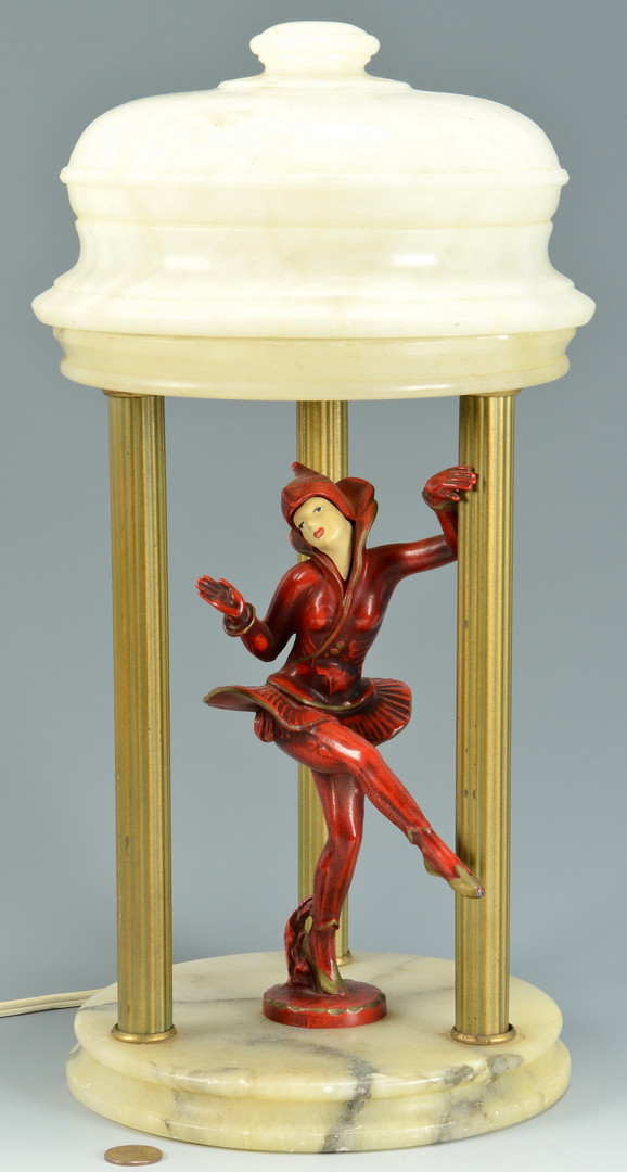 Lot 132: Art Deco Cold Painted Figural Lamp