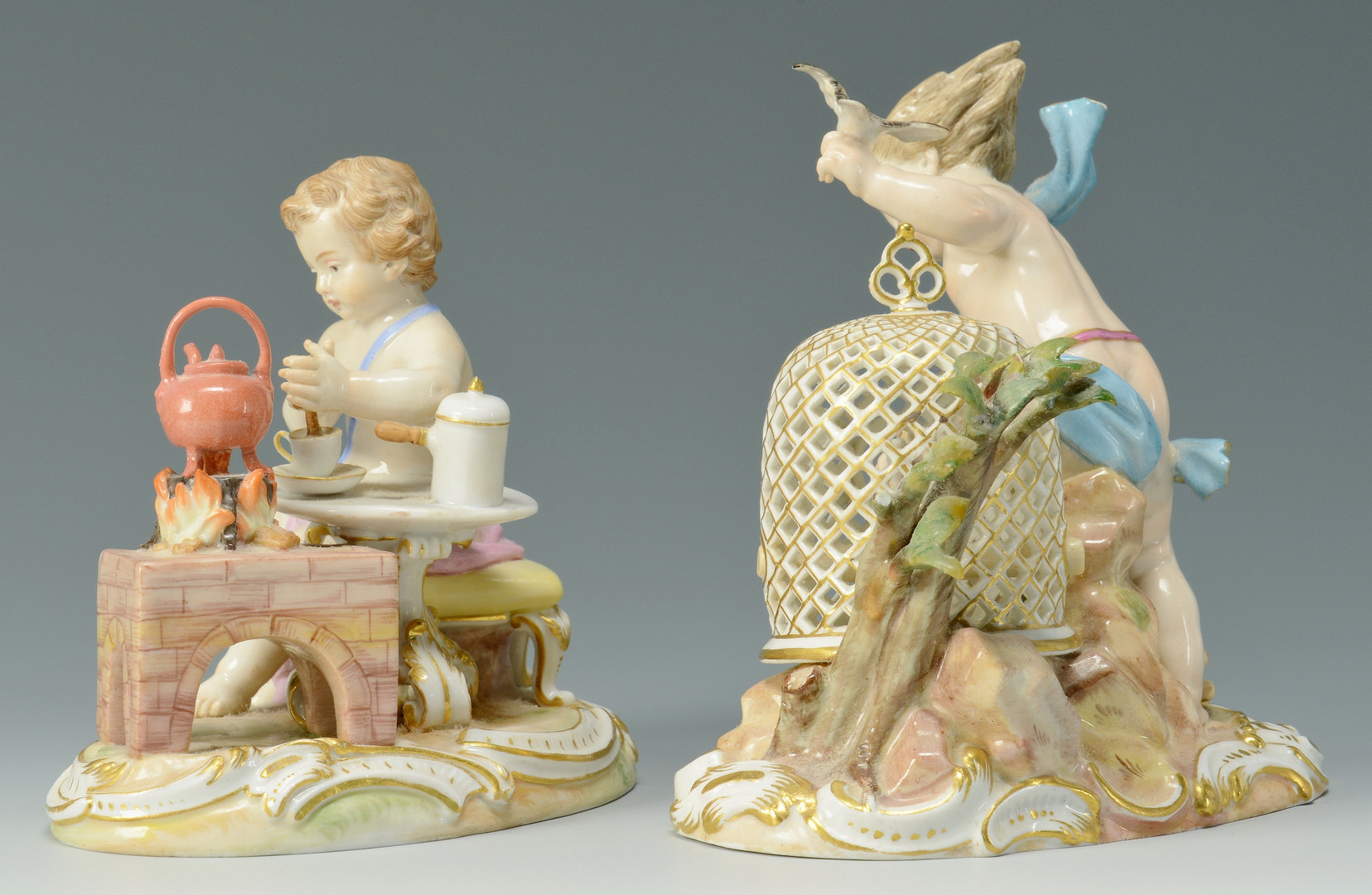 Lot 135: 4 Meissen Emblematic Figures: Air, Earth, Fire, Wa