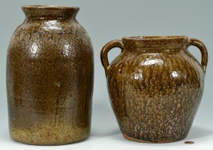 Lot 143: 2 GA Alkaline Glaze Pottery Jars