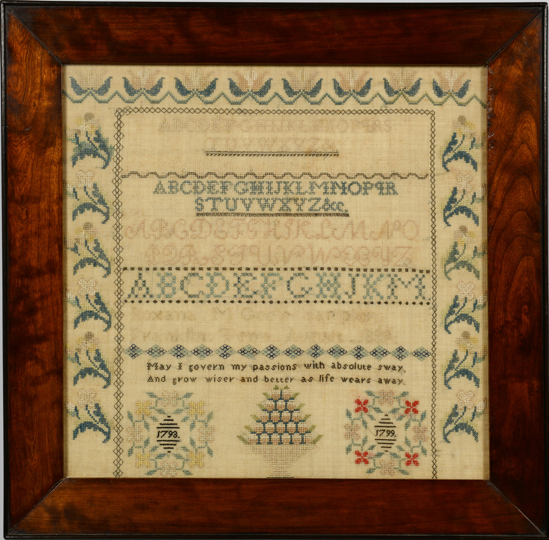 Lot 165: Tennessee Needlework Sampler 1839, Roxana McGee
