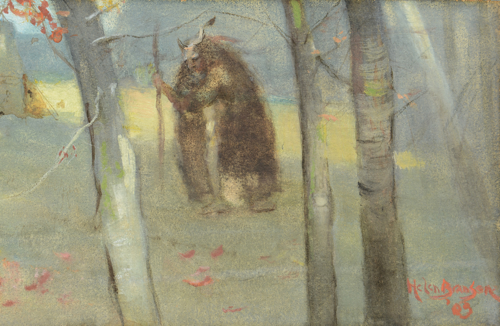 Lot 182: Lloyd Branson watercolor and pastel on board