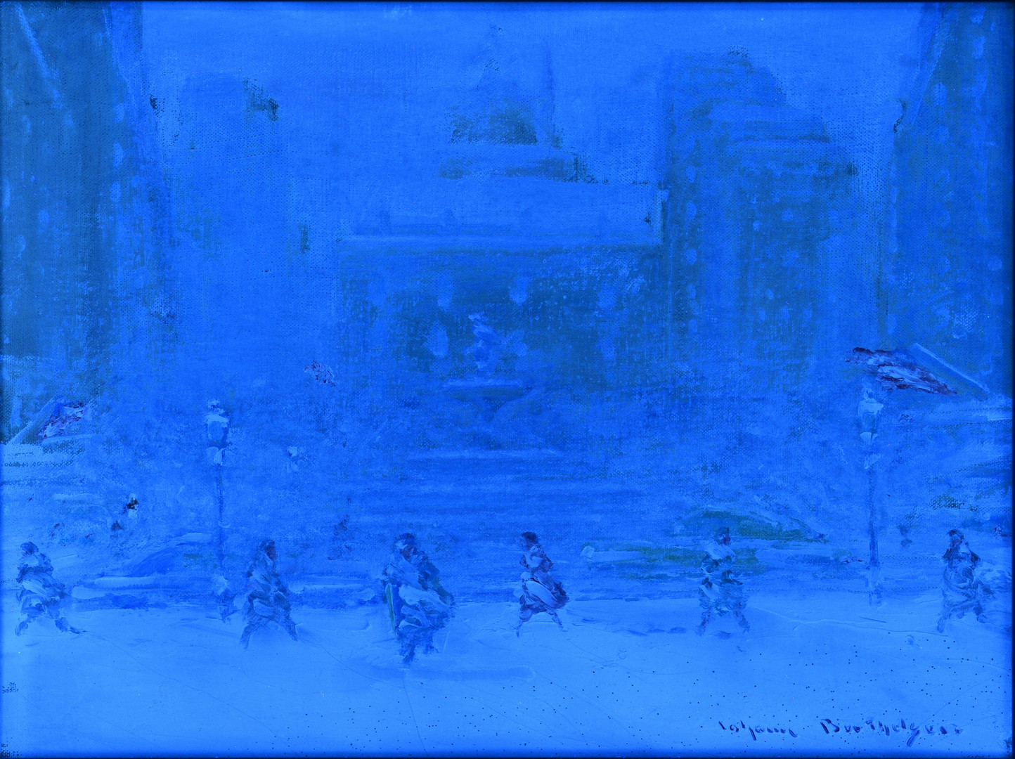 Lot 199: Johann Berthelsen o/c, NY Snow Scene