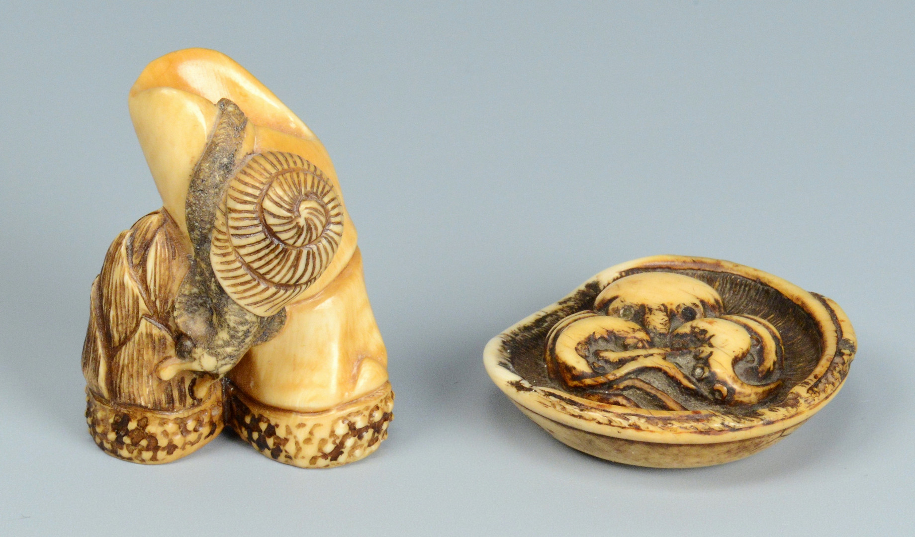 Lot 23: 3 Carved Japanese Ivory Netsukes