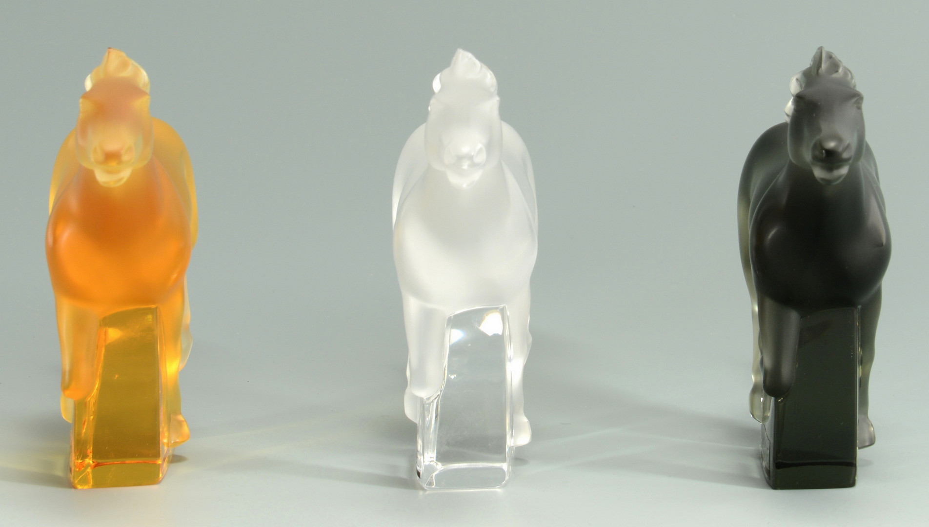 Lot 240: 3 Lalique Crystal "Kazak" Horses
