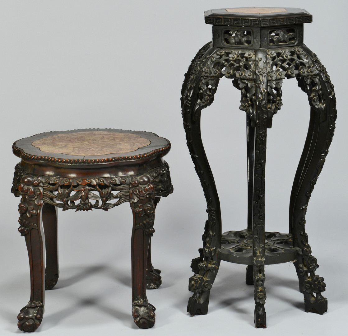 Lot 246: 2 Chinese Hardwood Stands