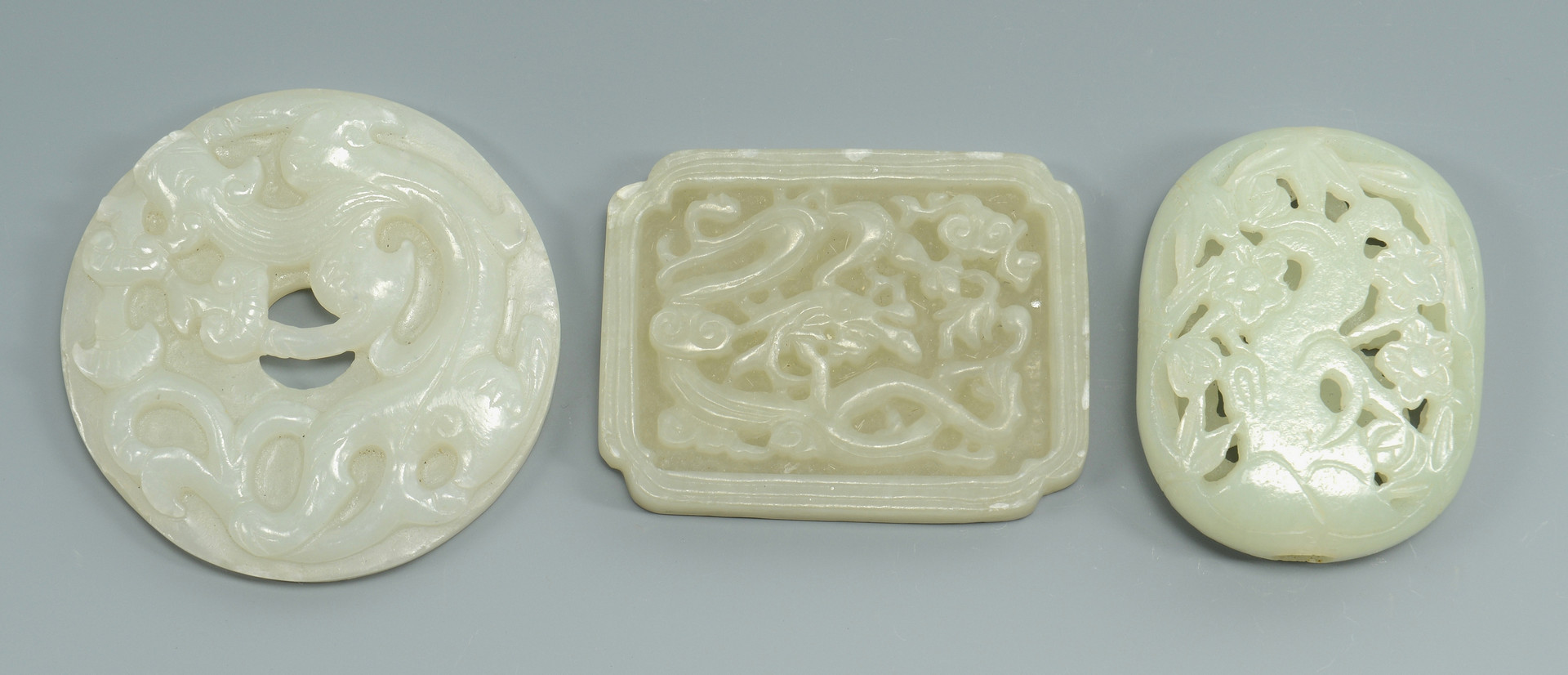 Lot 249: 3 Chinese Jade Carved Plaques