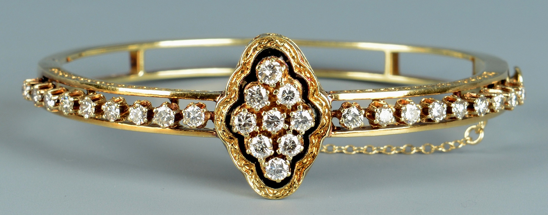 Lot 257: 14k Victorian Diamond Bangle Bracelet