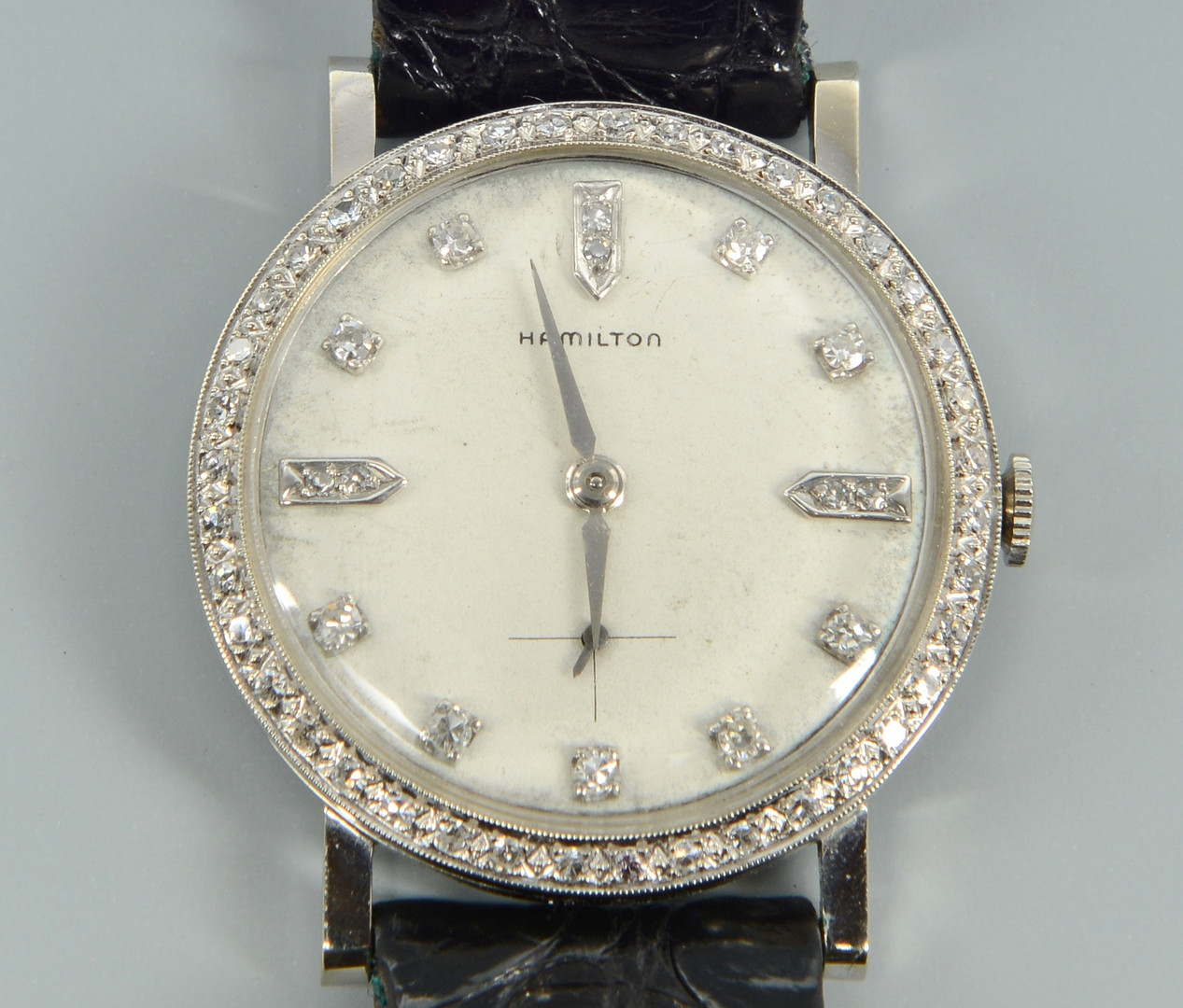 Lot 270: Men's 14k Hamilton Diamond watch