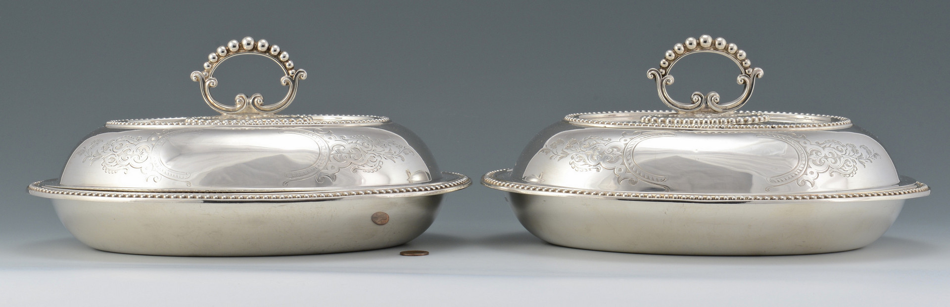 Lot 272: Pair Victorian Sterling Entree Dishes