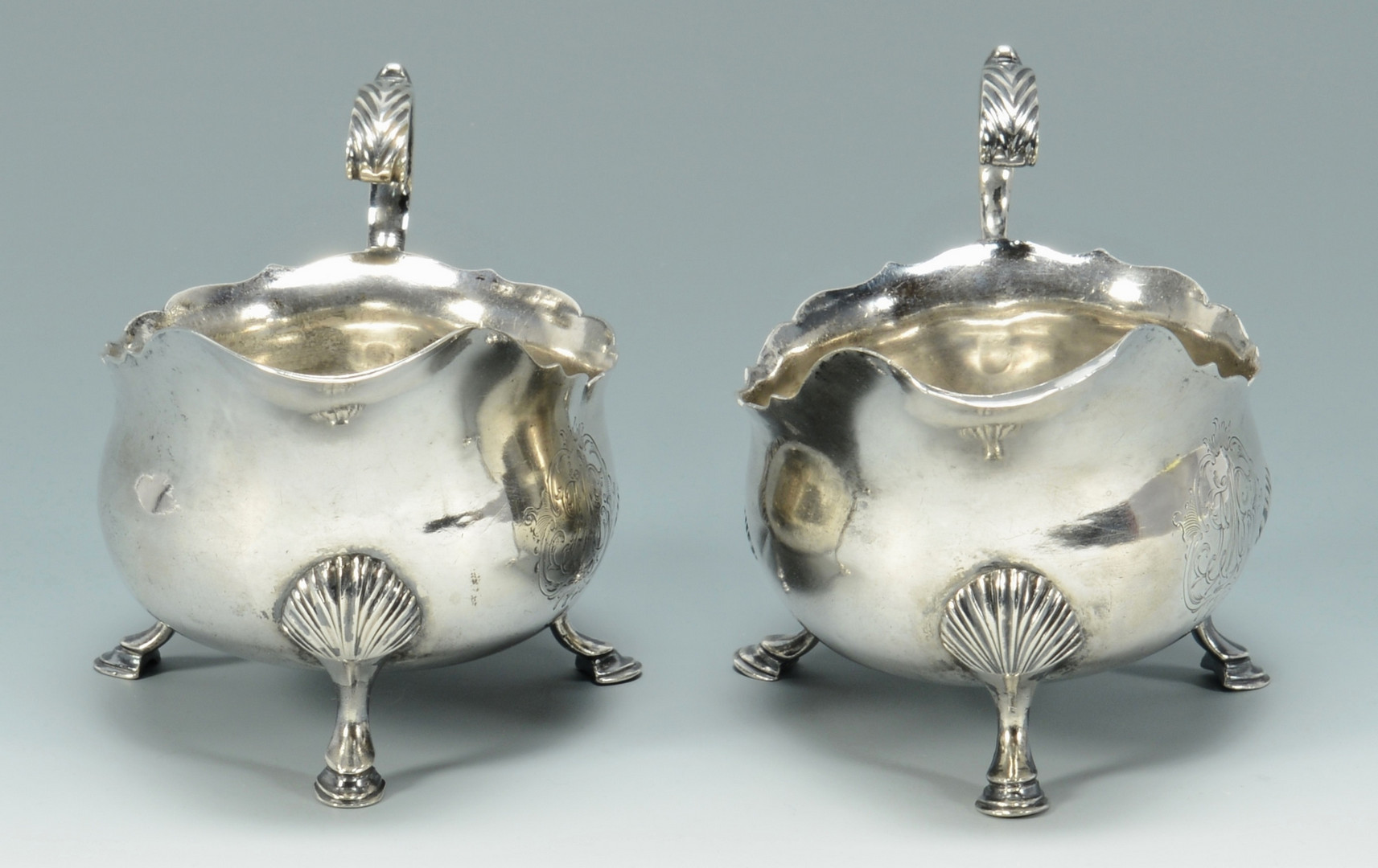 Lot 274: Pair 18th c. NY/Fueter Silver Sauceboats