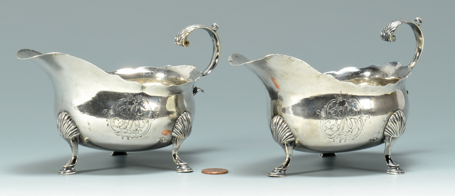 Lot 274: Pair 18th c. NY/Fueter Silver Sauceboats