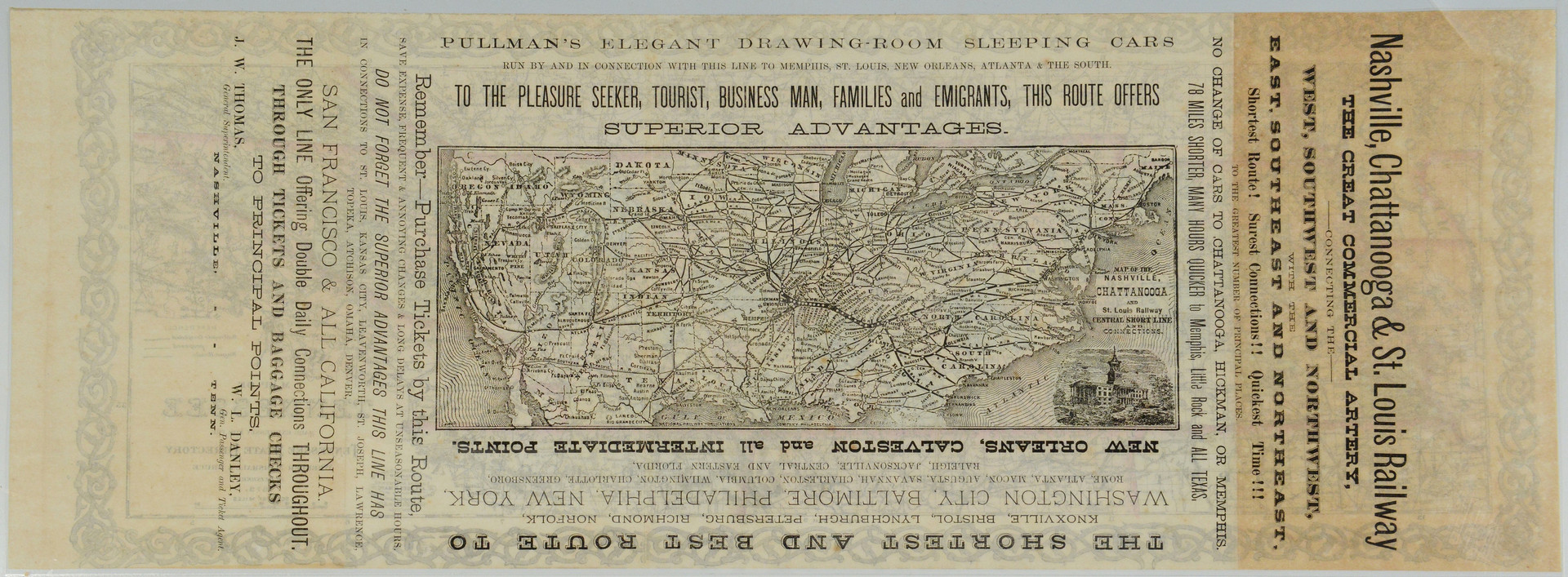 Lot 286: Tennessee Railroad Map, 1873
