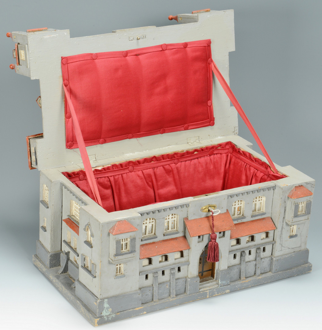 Lot 312: Folk Art Castle Jewelry Box